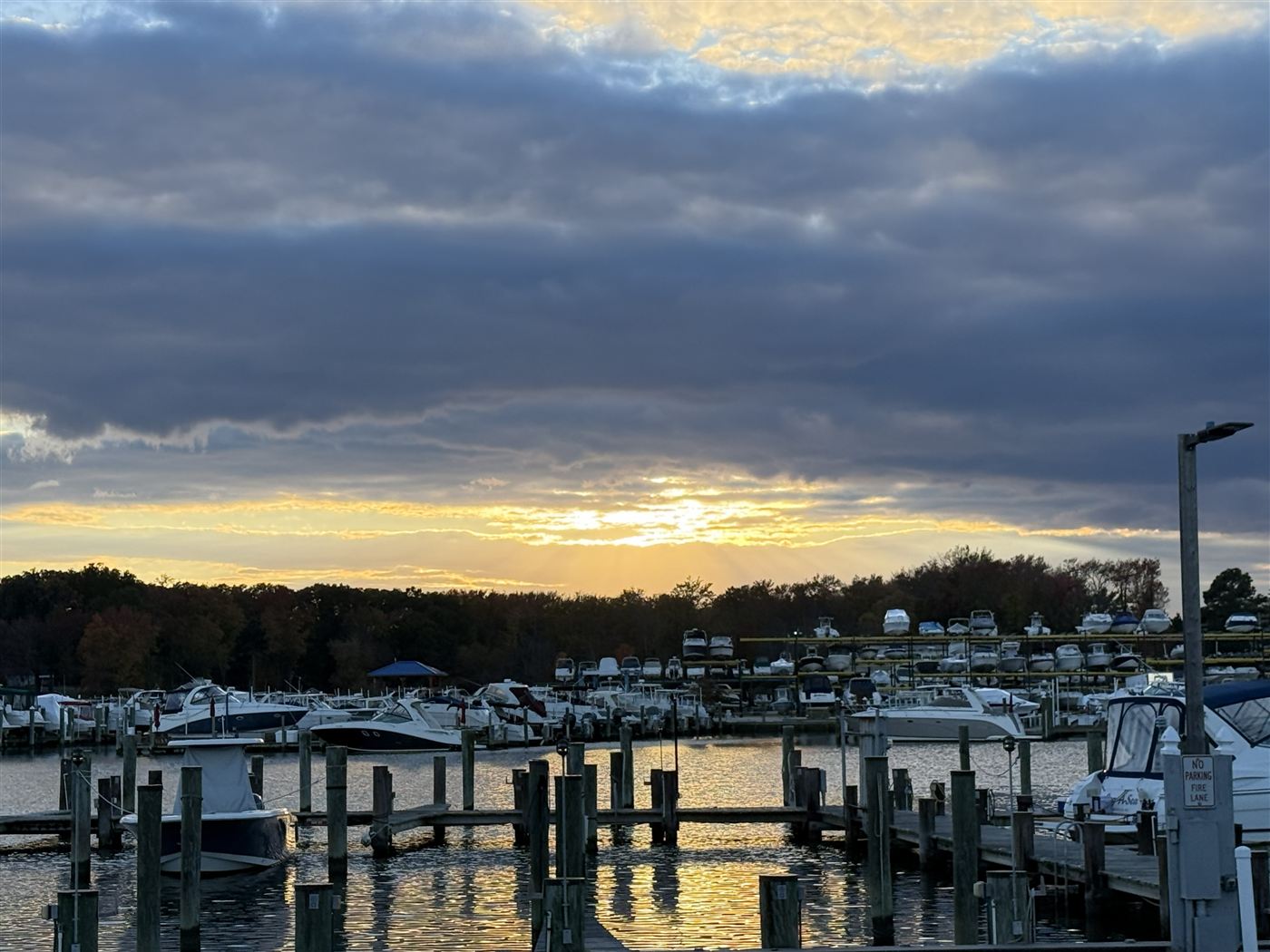 South River Marina slips at dusk