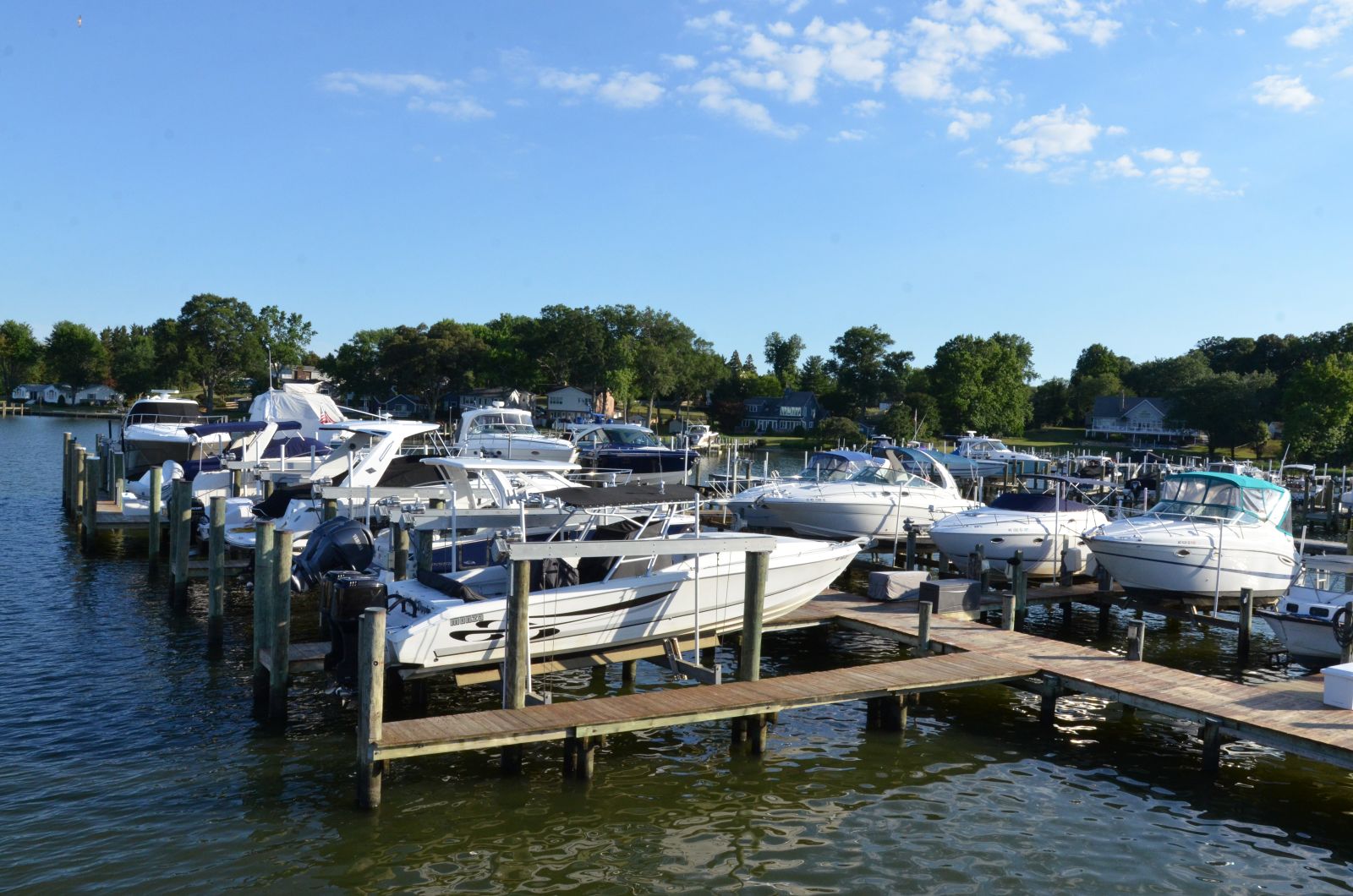 South River Marina docks at golden hour